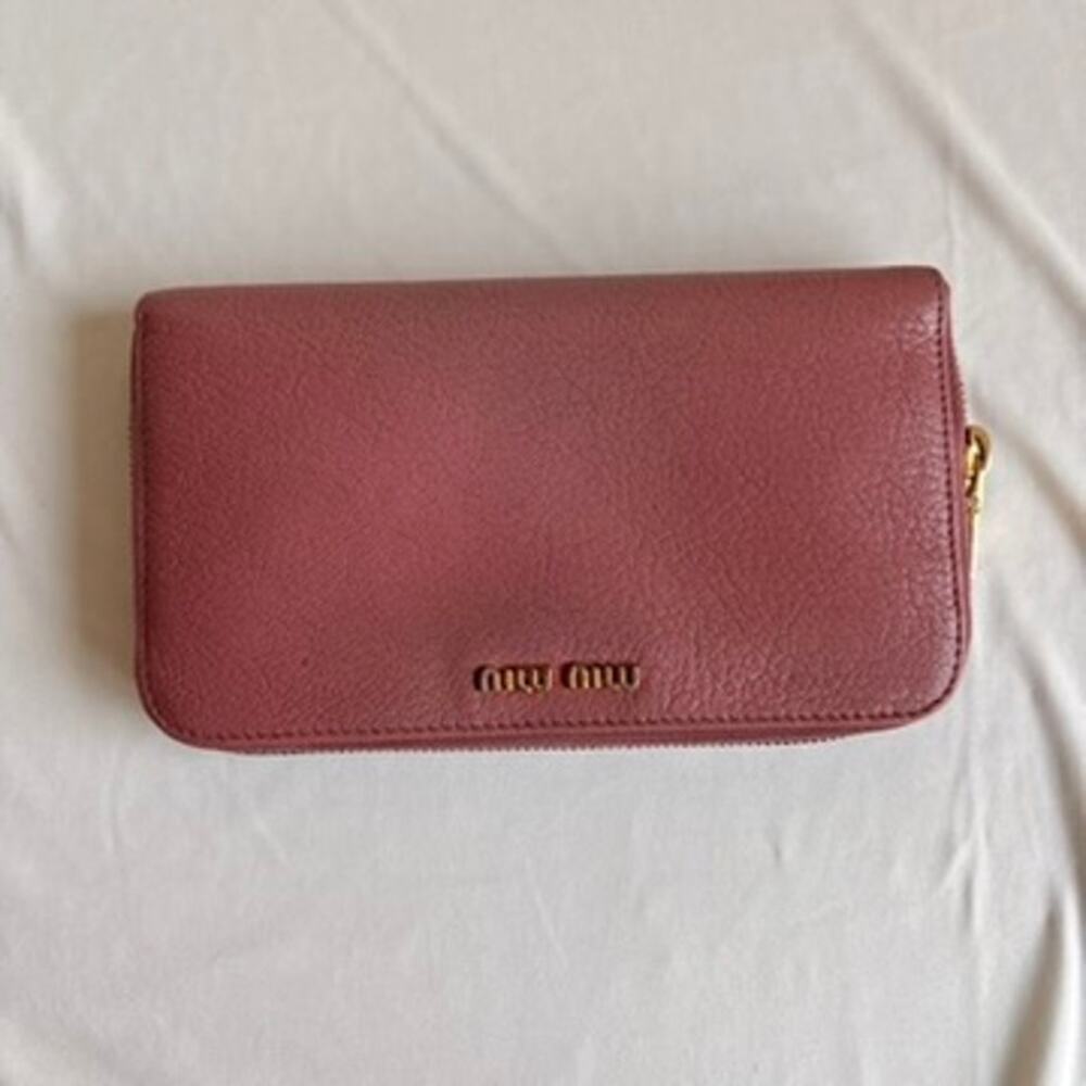 Miu Miu Dusty Pink Wallet - Leather, Zip-Around